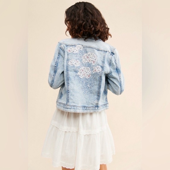 DRIFTWOOD Jackets & Blazers - Driftwood Floral Embroidered Denim Crop Jacket